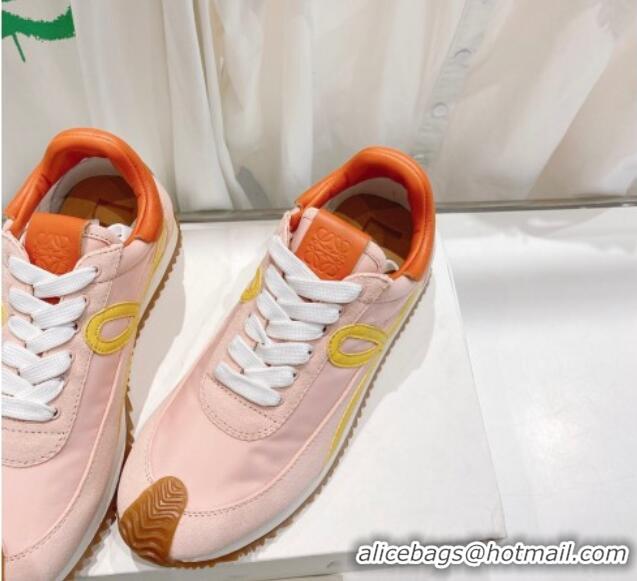 Duplicate Loewe Flow Runner Sneakers in Suede and Nylon Light Pink/Orange/Yellow 506057