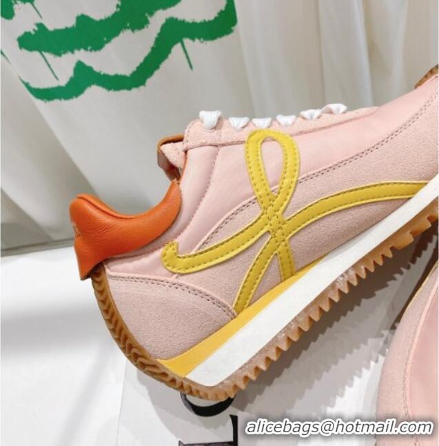 Duplicate Loewe Flow Runner Sneakers in Suede and Nylon Light Pink/Orange/Yellow 506057