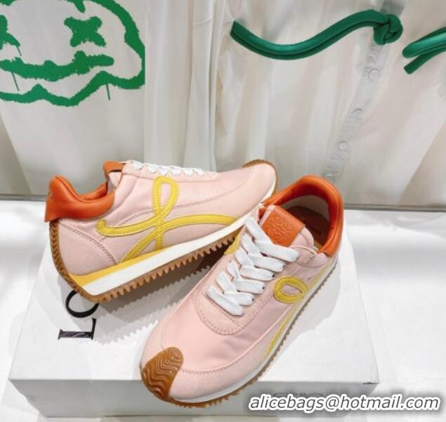 Duplicate Loewe Flow Runner Sneakers in Suede and Nylon Light Pink/Orange/Yellow 506057