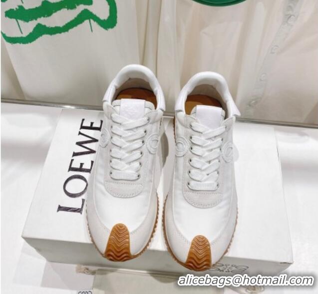 Duplicate Loewe Flow Runner Sneakers in Suede and Nylon White/Light Grey 506059