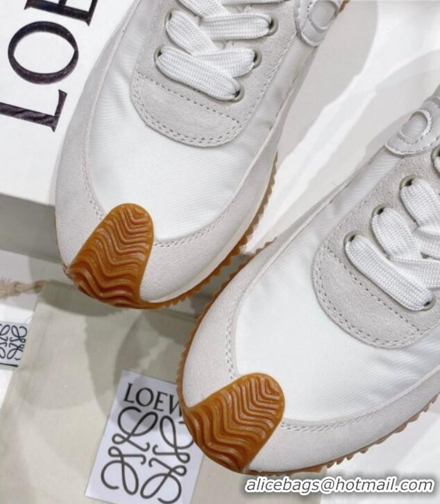 Duplicate Loewe Flow Runner Sneakers in Suede and Nylon White/Light Grey 506059