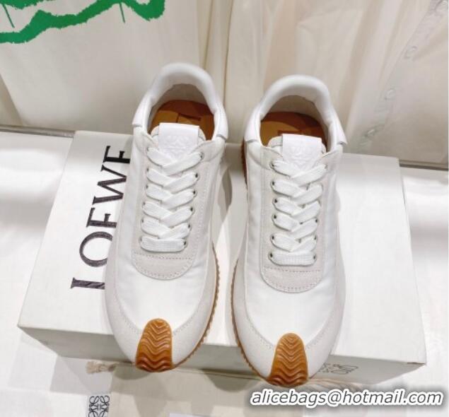 Leisure Loewe Flow Runner Sneakers in Suede and Nylon White/Light Grey 506060