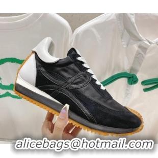 Classic Hot Loewe Flow Runner Sneakers in Suede and Nylon White/Black 0506061