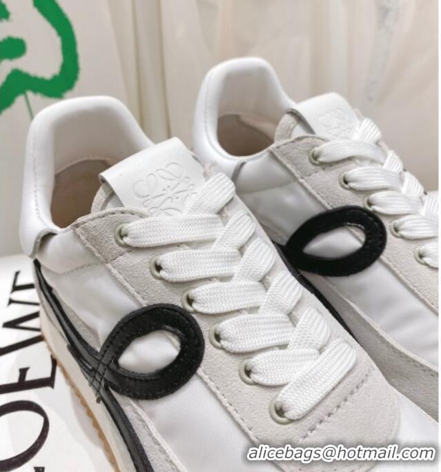 Grade Quality Loewe Flow Runner Sneakers in Suede and Nylon White/Light Grey/Black 506062