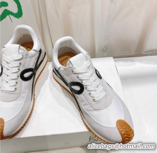 Grade Quality Loewe Flow Runner Sneakers in Suede and Nylon White/Light Grey/Black 506062