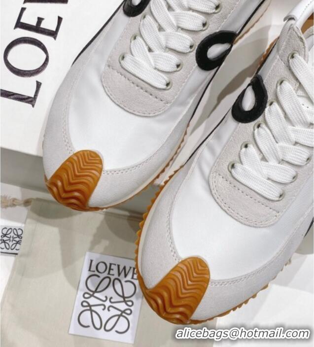 Grade Quality Loewe Flow Runner Sneakers in Suede and Nylon White/Light Grey/Black 506062