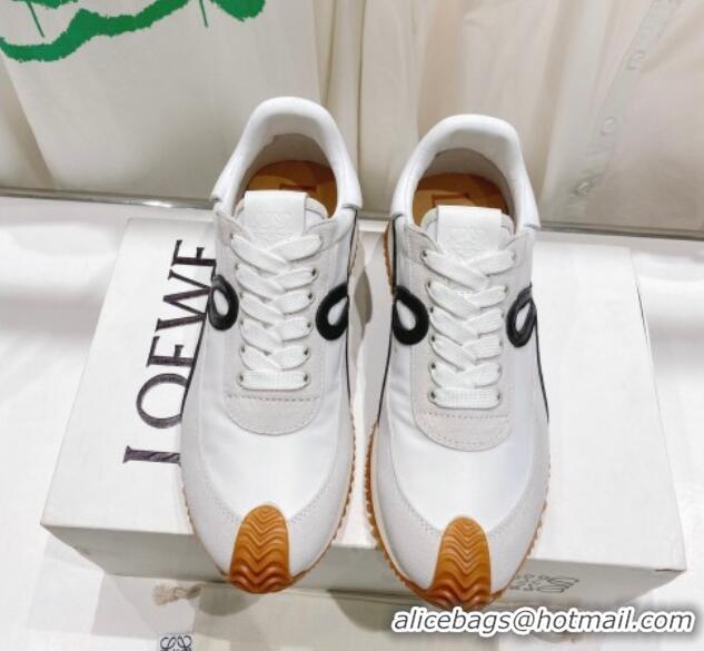 Grade Quality Loewe Flow Runner Sneakers in Suede and Nylon White/Light Grey/Black 506062