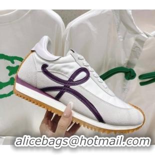 Pretty Style Loewe Flow Runner Sneakers in Suede and Nylon White/Light Grey/Purple 506063