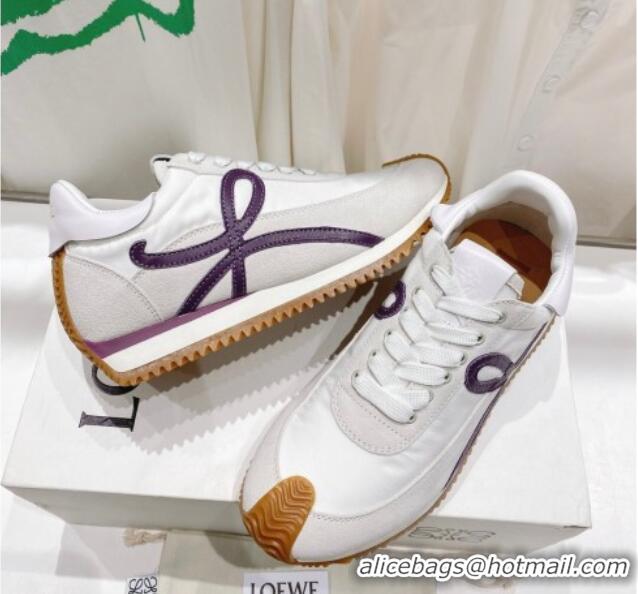 Pretty Style Loewe Flow Runner Sneakers in Suede and Nylon White/Light Grey/Purple 506063