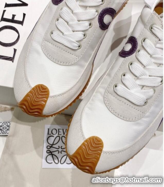 Pretty Style Loewe Flow Runner Sneakers in Suede and Nylon White/Light Grey/Purple 506063