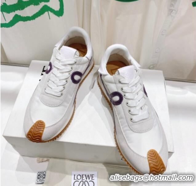 Pretty Style Loewe Flow Runner Sneakers in Suede and Nylon White/Light Grey/Purple 506063