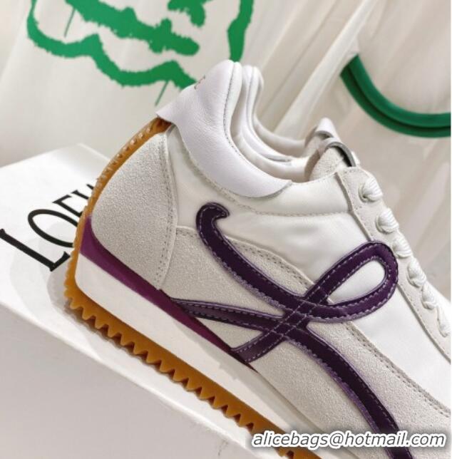 Pretty Style Loewe Flow Runner Sneakers in Suede and Nylon White/Light Grey/Purple 506063