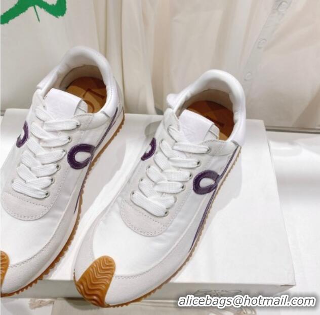 Pretty Style Loewe Flow Runner Sneakers in Suede and Nylon White/Light Grey/Purple 506063