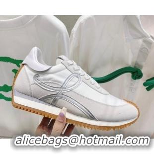 Unique Style Loewe Flow Runner Sneakers in Suede and Nylon White/Light Grey/Silver 506064