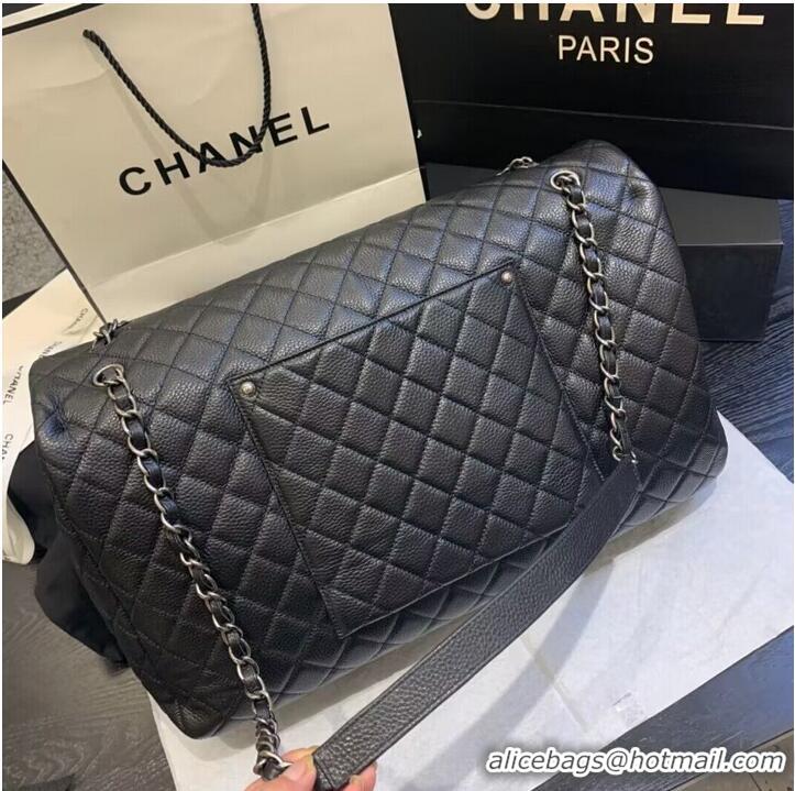 Top Quality Chanel Large CF Flap Bag Original Leather A91169 Black & Silver Tone