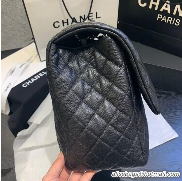 Top Quality Chanel Large CF Flap Bag Original Leather A91169 Black & Silver Tone