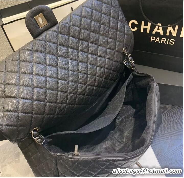 Top Quality Chanel Large CF Flap Bag Original Leather A91169 Black & Silver Tone