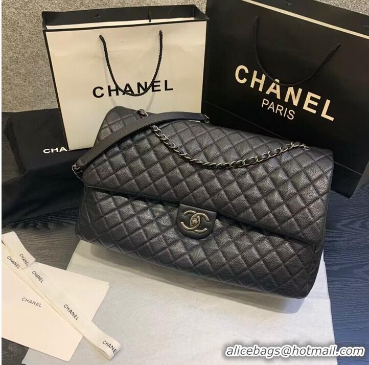 Top Quality Chanel Large CF Flap Bag Original Leather A91169 Black & Silver Tone