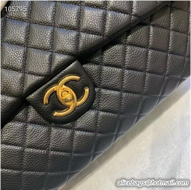 Unique Grade Chanel Large CF Flap Bag Original Leather A91169 Black & Gold Tone