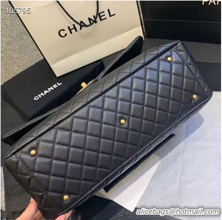 Unique Grade Chanel Large CF Flap Bag Original Leather A91169 Black & Gold Tone