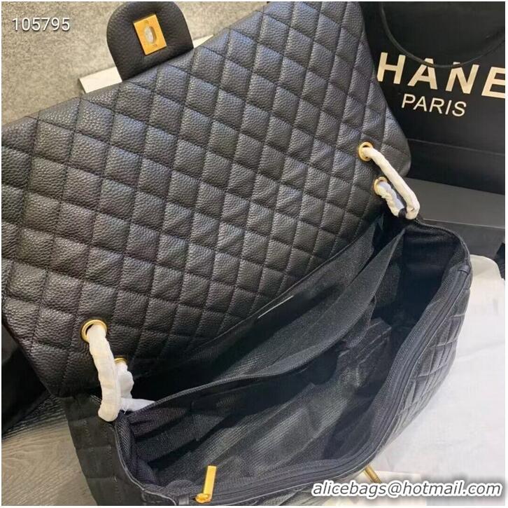 Unique Grade Chanel Large CF Flap Bag Original Leather A91169 Black & Gold Tone