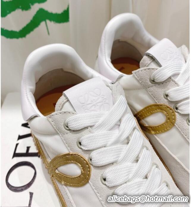 Good Quality Loewe Flow Runner Sneakers in Suede and Nylon White/Light Grey/Gold 506065