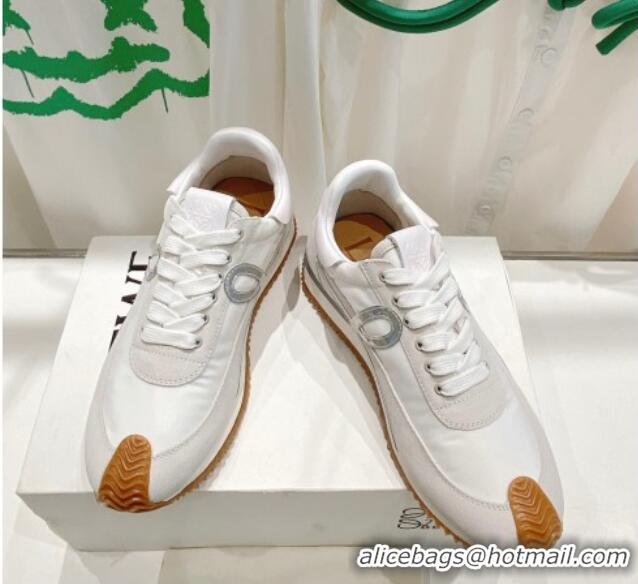 Purchase Loewe Flow Runner Sneakers in Suede and Nylon White/Light Grey/Iridescent 506066