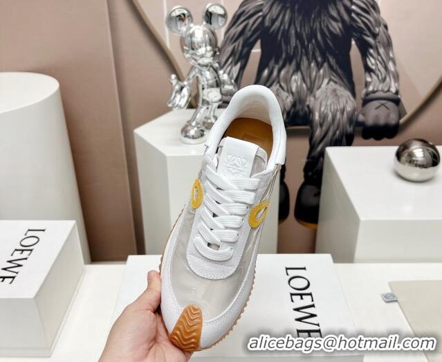 Most Popular Loewe Flow Runner Sneakers in Suede Light Grey/White/Yellow 506069