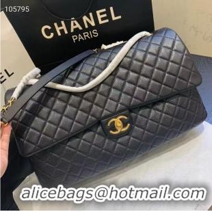 Buy Inexpensive Chanel Large CF Flap Bag Original Leather A91169 Black & Gold Tone