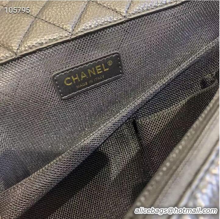 Buy Inexpensive Chanel Large CF Flap Bag Original Leather A91169 Black & Gold Tone