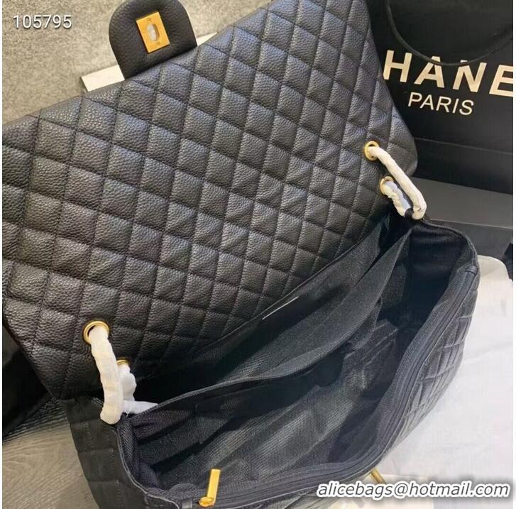 Buy Inexpensive Chanel Large CF Flap Bag Original Leather A91169 Black & Gold Tone