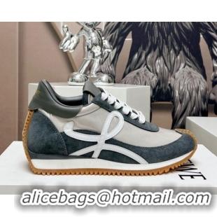 Durable Loewe Flow Runner Sneakers in Suede Dark Grey/White 506070