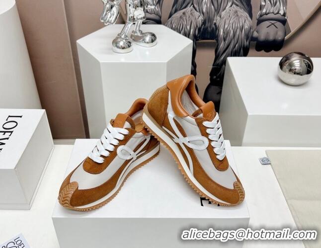 Best Product Loewe Flow Runner Sneakers in Suede and Nylon Brown/White 0506073