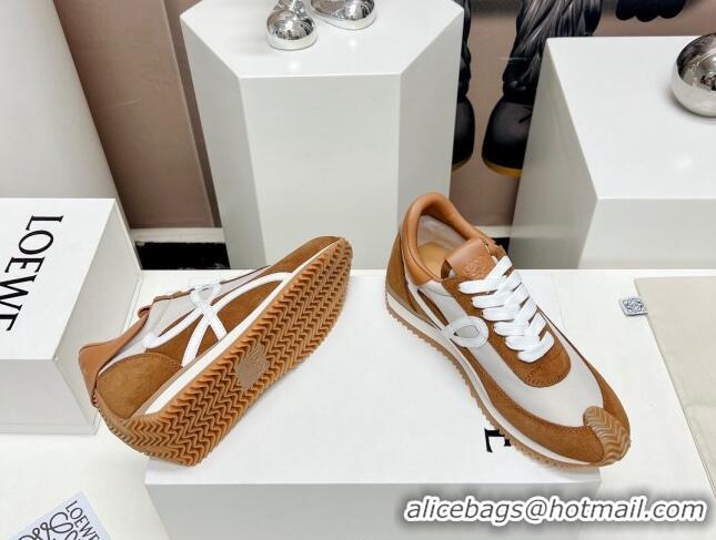 Best Product Loewe Flow Runner Sneakers in Suede and Nylon Brown/White 0506073