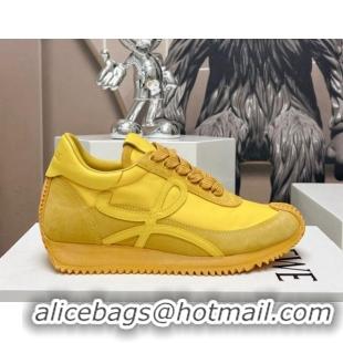 Shop Loewe Flow Runner Sneakers in Suede and Nylon Yellow 506076