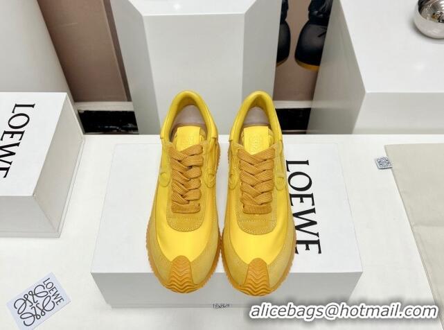 Shop Loewe Flow Runner Sneakers in Suede and Nylon Yellow 506076