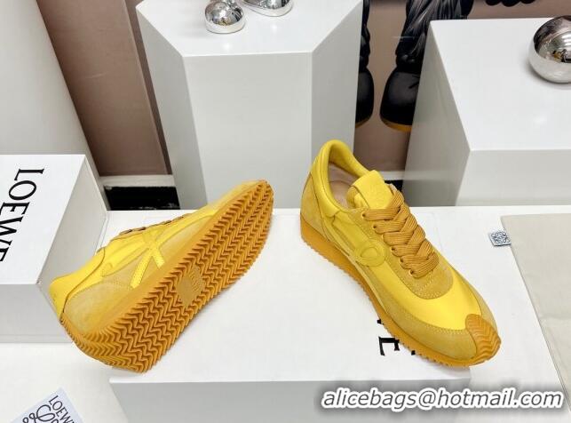 Shop Loewe Flow Runner Sneakers in Suede and Nylon Yellow 506076