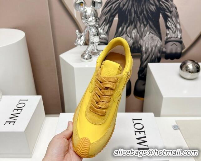 Shop Loewe Flow Runner Sneakers in Suede and Nylon Yellow 506076