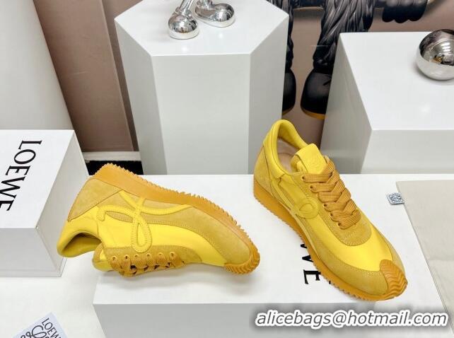 Shop Loewe Flow Runner Sneakers in Suede and Nylon Yellow 506076