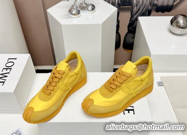 Shop Loewe Flow Runner Sneakers in Suede and Nylon Yellow 506076