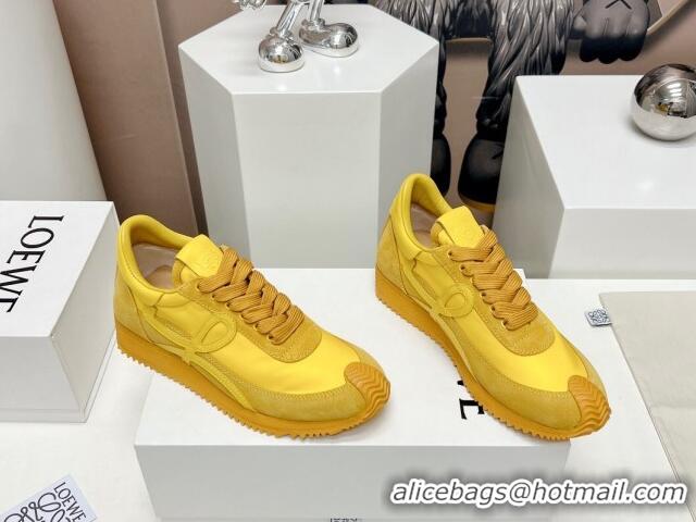 Shop Loewe Flow Runner Sneakers in Suede and Nylon Yellow 506076