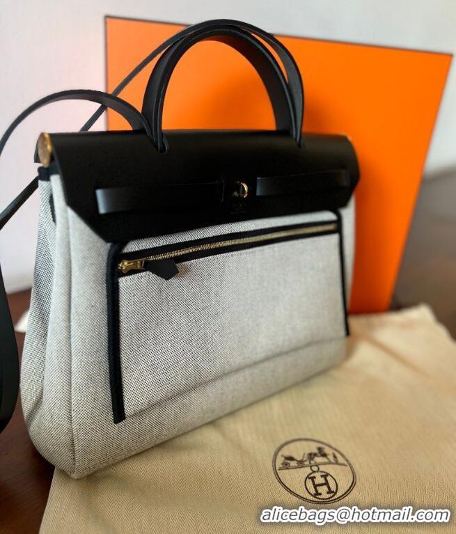 Well Crafted Hermes Herbag Zip Cabine Bag 31cm In Canvas and Calf Leather H12012