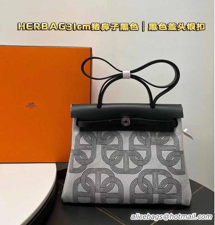 Well Crafted Hermes Herbag Zip Cabine Bag 31cm In Canvas and Calf Leather H12012