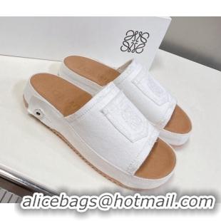 1:1 aaaaa Loewe Pocket Denim Platform Slide Sandals White 607110