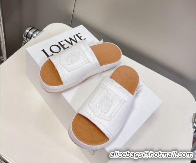 1:1 aaaaa Loewe Pocket Denim Platform Slide Sandals White 607110