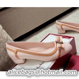 Luxury Discount Salvatore Ferragamo Vara Bow Calfskin Pumps 3.5cm Pink 022501