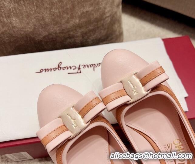 Luxury Discount Salvatore Ferragamo Vara Bow Calfskin Pumps 3.5cm Pink 022501