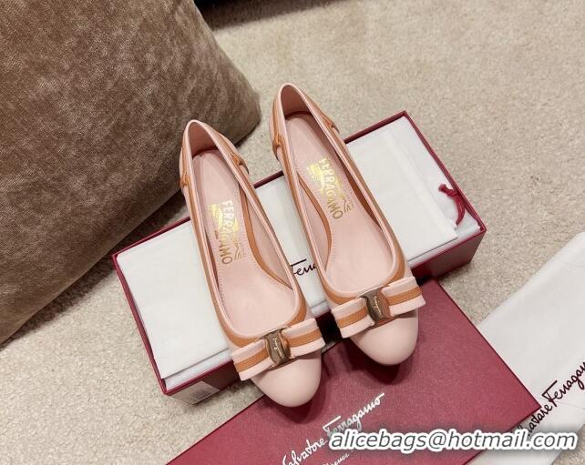 Luxury Discount Salvatore Ferragamo Vara Bow Calfskin Pumps 3.5cm Pink 022501