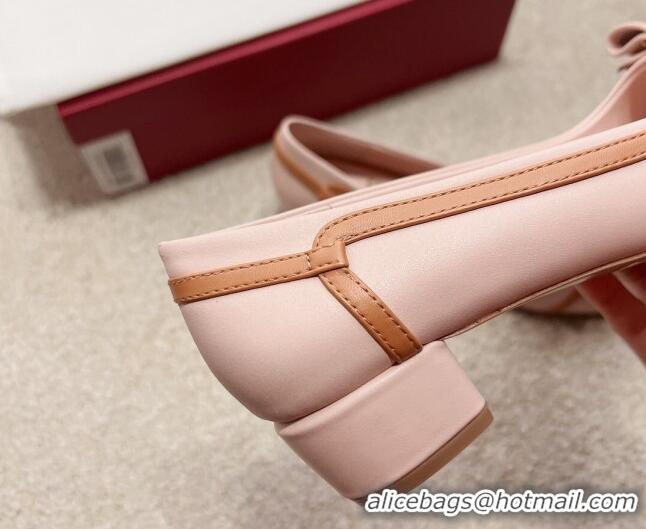 Luxury Discount Salvatore Ferragamo Vara Bow Calfskin Pumps 3.5cm Pink 022501