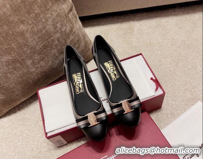 Buy Fashionable Salvatore Ferragamo Vara Bow Calfskin Pumps 3.5cm Black 3022503